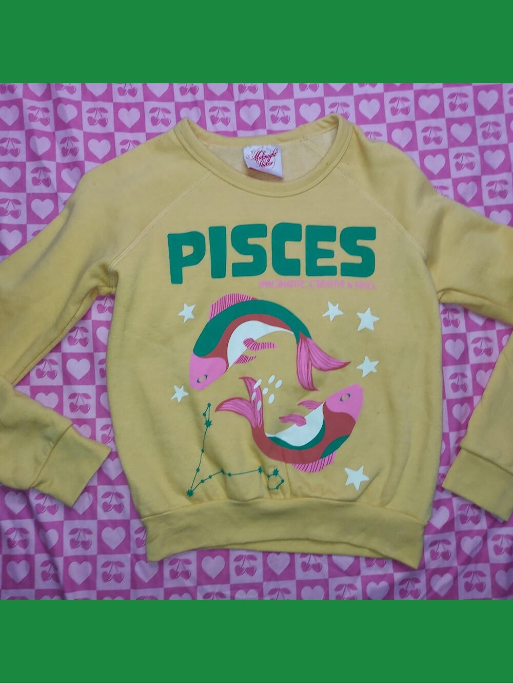 Yellow Anthropologie The Carolita Zodiac Pisces sweatshirt by Midnight Rider.